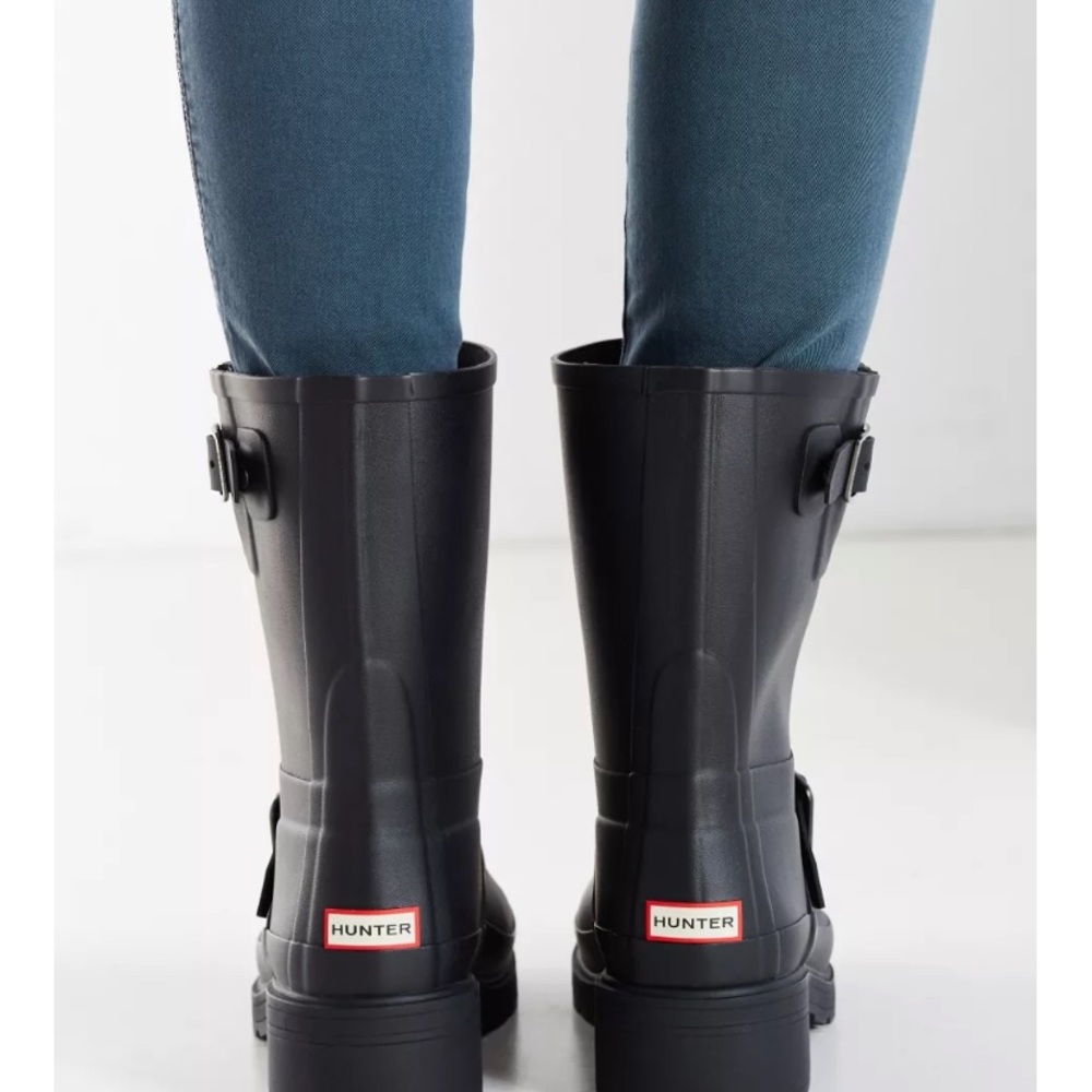 Hunter Original Rubber Biker Rain Boots - Black Size 6 - Picture 6 of 16